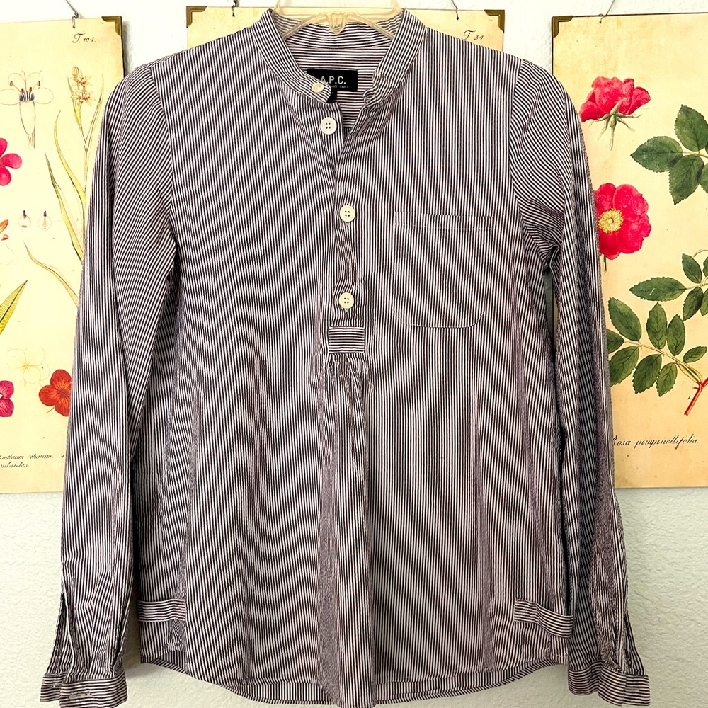 A.P.C. Cotton Pinstriped Top size 36EU